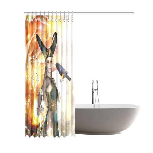 Awesome fantasy girl with crow Shower Curtain 69"x84"
