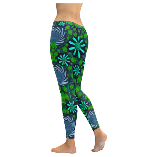 Strawberry fantasy flowers in a fantasy landscape Women's Low Rise Leggings (Invisible Stitch) (Model L05)