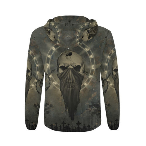 The creepy skull with spider All Over Print Full Zip Hoodie for Men (Model H14)