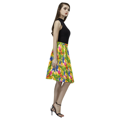 Flowers Melete Pleated Midi Skirt (Model D15)
