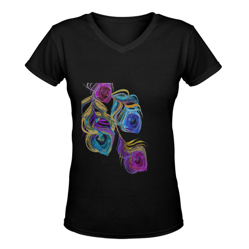 peacock3 Women's Deep V-neck T-shirt (Model T19)