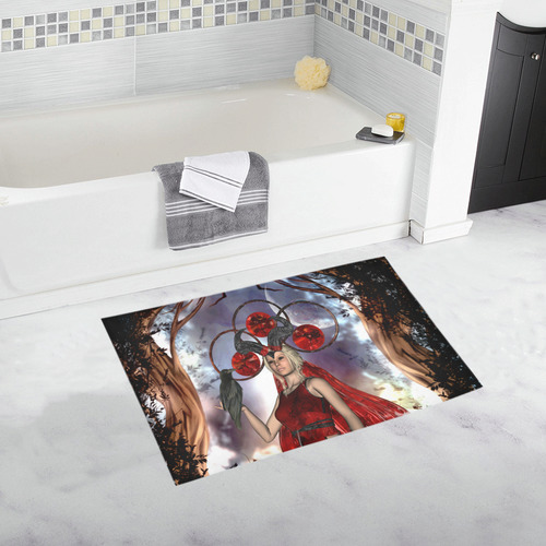 The dark fairy with crow Bath Rug 20''x 32''