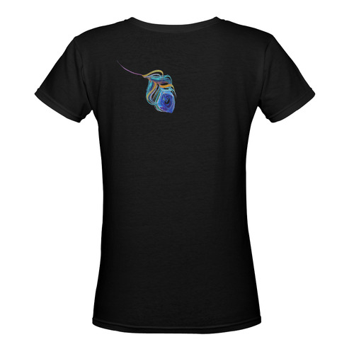 peacock2 Women's Deep V-neck T-shirt (Model T19)