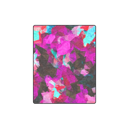 psychedelic geometric polygon abstract pattern in purple pink blue Blanket 40"x50"