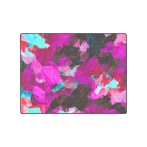 psychedelic geometric polygon abstract pattern in purple pink blue Blanket 50"x60"