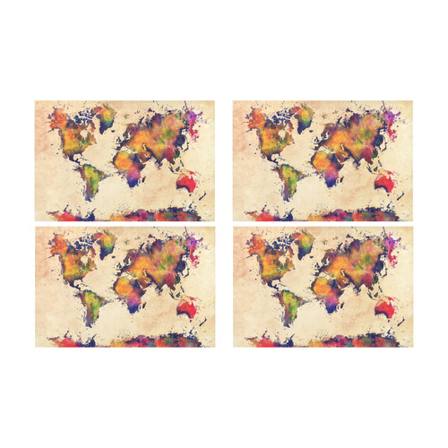 world map Placemat 12’’ x 18’’ (Set of 4)