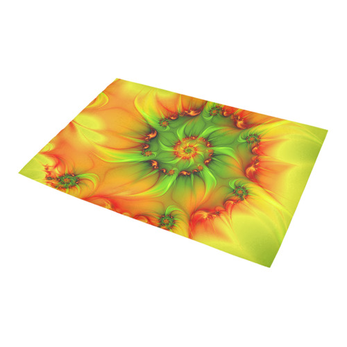 Hot Summer Green Orange Abstract Colorful Fractal Azalea Doormat 24" x 16" (Sponge Material)