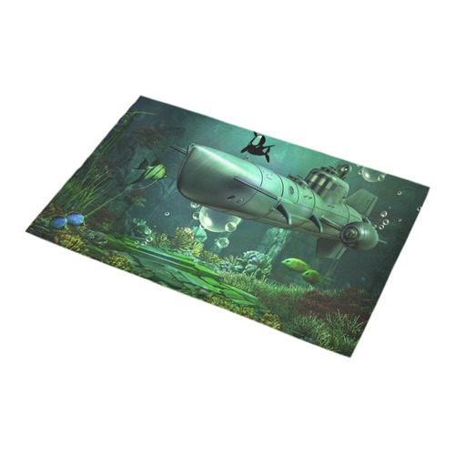 Awesome submarine with orca Bath Rug 16''x 28''