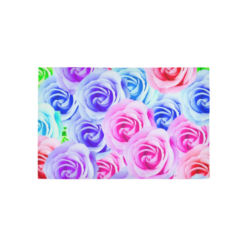 closeup colorful rose texture background in pink purple blue green Area Rug 5'x3'3''