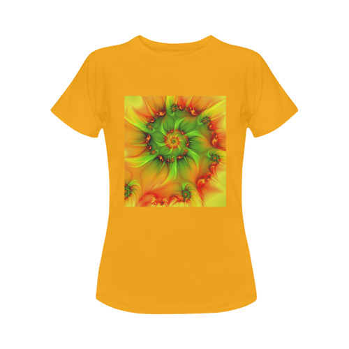 Hot Summer Green Orange Abstract Colorful Fractal Women's Classic T-Shirt (Model T17）