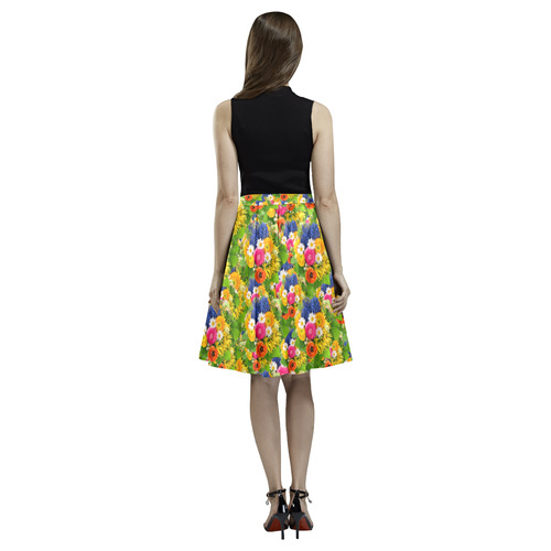 Flowers Melete Pleated Midi Skirt (Model D15)