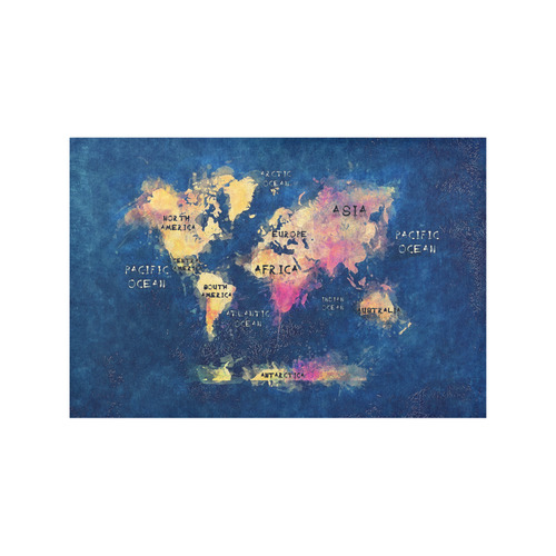 world map oceans and continents Placemat 12’’ x 18’’ (Set of 6)