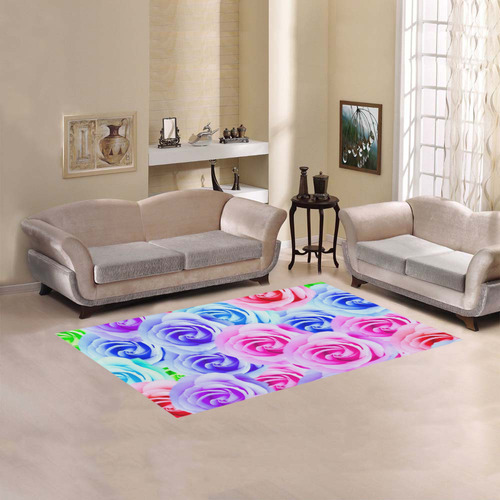 closeup colorful rose texture background in pink purple blue green Area Rug 5'x3'3''