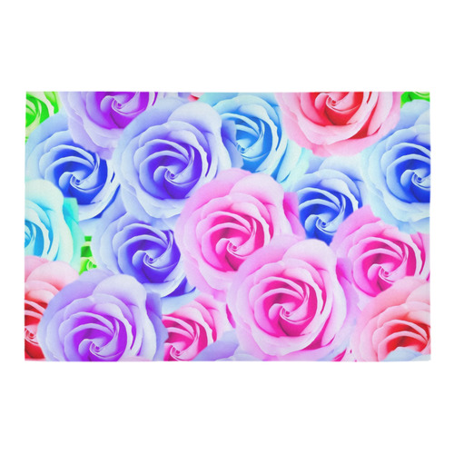 closeup colorful rose texture background in pink purple blue green Azalea Doormat 24" x 16" (Sponge Material)