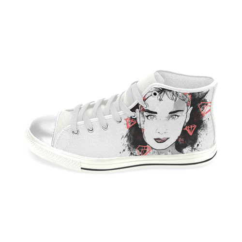Audrey Hepburn - Lipstick Women's Classic High Top Canvas Shoes (Model 017)