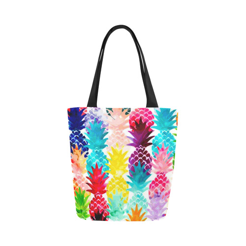 Colorful Tropical Pineapple Pattern Canvas Tote Bag (Model 1657)