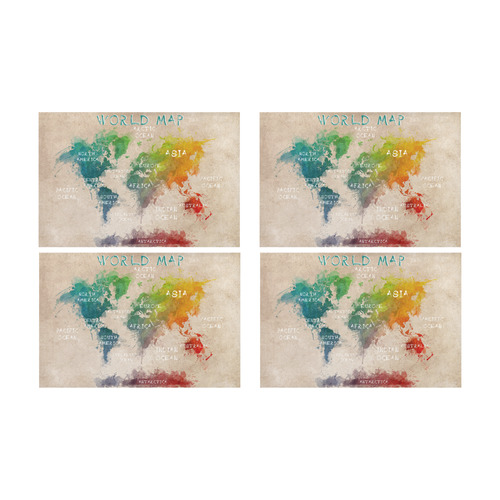 world map Placemat 12’’ x 18’’ (Set of 4)