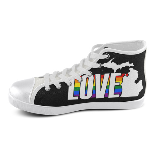 ladies-high-top-Love-Michigan Women's High Top Canvas Shoes (Model 002)
