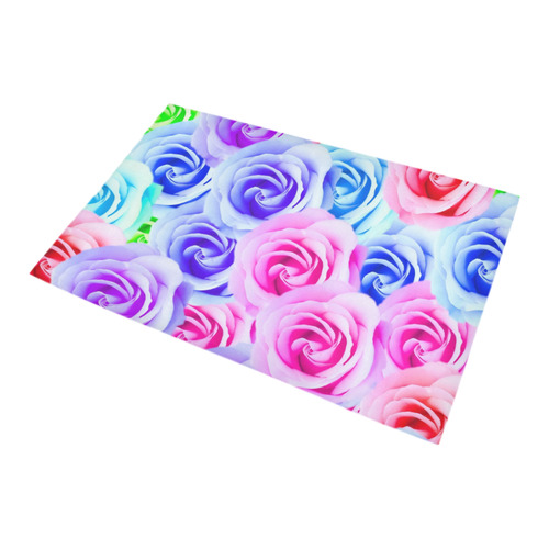 closeup colorful rose texture background in pink purple blue green Bath Rug 20''x 32''