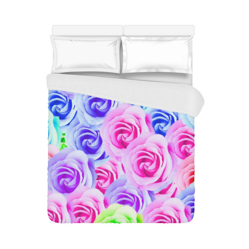 closeup colorful rose texture background in pink purple blue green Duvet Cover 86"x70" ( All-over-print)