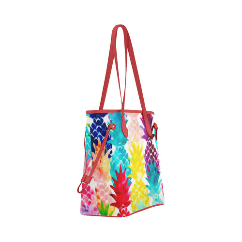 Colorful Tropical Pineapple Pattern Clover Canvas Tote Bag (Model 1661)