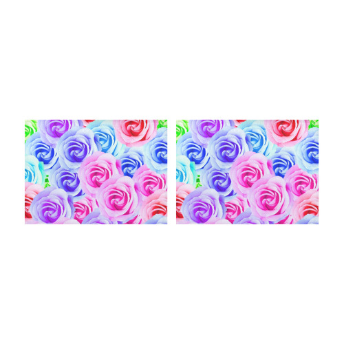 closeup colorful rose texture background in pink purple blue green Placemat 14’’ x 19’’ (Set of 2)