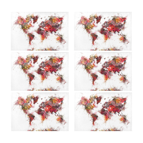 world map Placemat 12’’ x 18’’ (Set of 6)