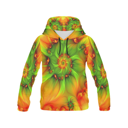 Hot Summer Green Orange Abstract Colorful Fractal All Over Print Hoodie for Men (USA Size) (Model H13)