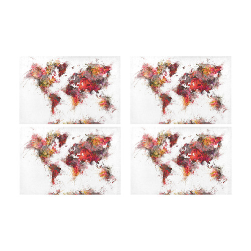 world map Placemat 12’’ x 18’’ (Four Pieces)