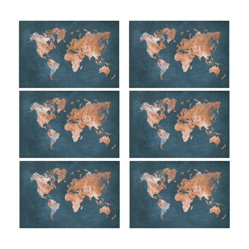 world map Placemat 12’’ x 18’’ (Set of 6)