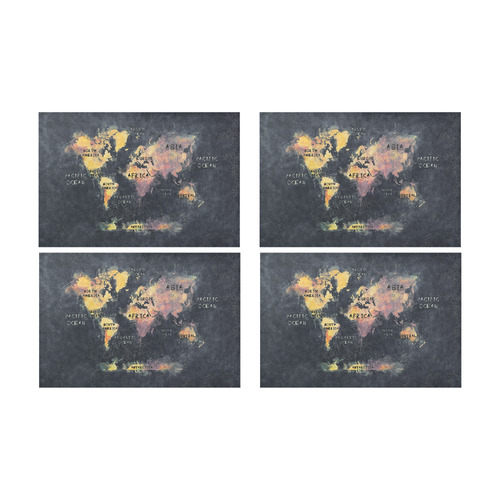 world map OCEANS and continents Placemat 12’’ x 18’’ (Set of 4)