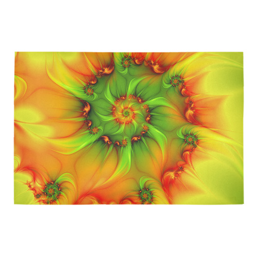 Hot Summer Green Orange Abstract Colorful Fractal Azalea Doormat 24" x 16" (Sponge Material)