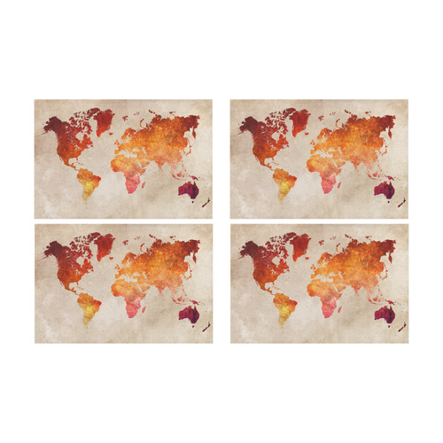 world map 33 Placemat 12’’ x 18’’ (Four Pieces)
