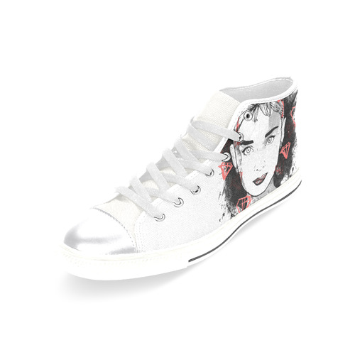 Audrey Hepburn - Lipstick Women's Classic High Top Canvas Shoes (Model 017)