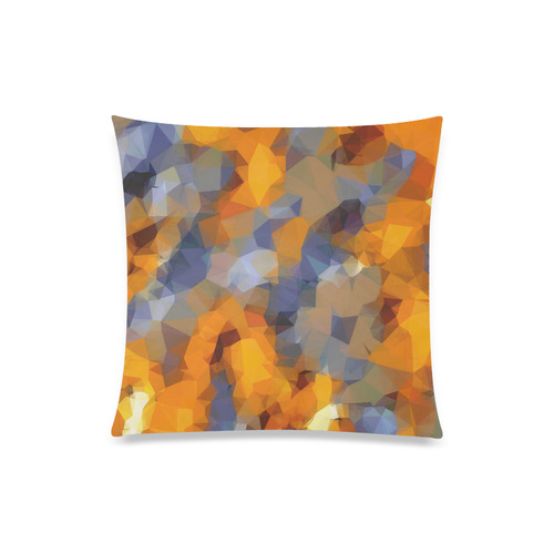 psychedelic geometric polygon abstract pattern in orange brown blue Custom Zippered Pillow Case 20"x20"(Twin Sides)