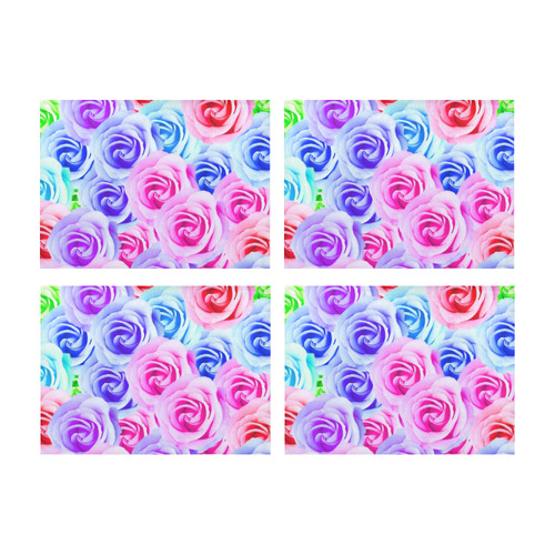 closeup colorful rose texture background in pink purple blue green Placemat 14’’ x 19’’ (Set of 4)