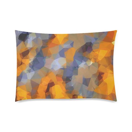 psychedelic geometric polygon abstract pattern in orange brown blue Custom Zippered Pillow Case 20"x30"(Twin Sides)