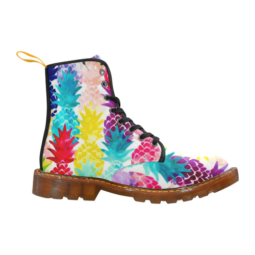 Colorful Tropical Pineapple Pattern Martin Boots For Women Model 1203H
