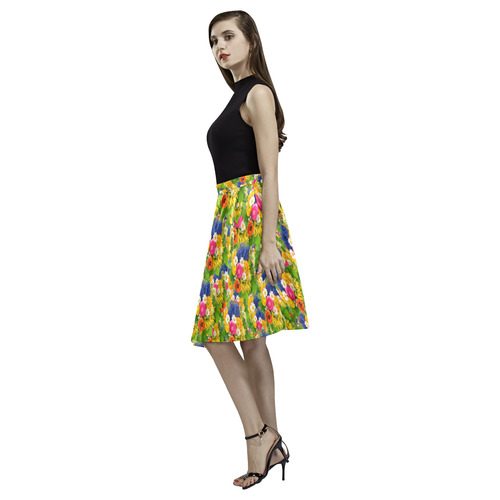 Flowers Melete Pleated Midi Skirt (Model D15)