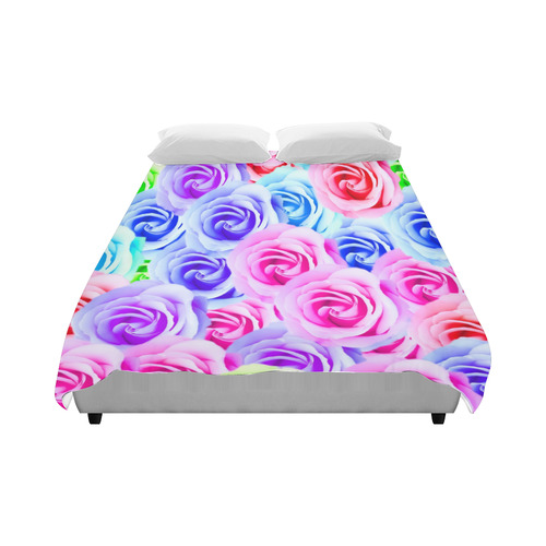 closeup colorful rose texture background in pink purple blue green Duvet Cover 86"x70" ( All-over-print)