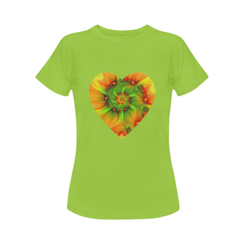 Hot Summer Green Orange Abstract Colorful Fractal Women's Classic T-Shirt (Model T17）