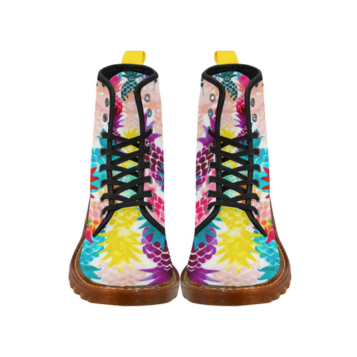 Colorful Tropical Pineapple Pattern Martin Boots For Women Model 1203H