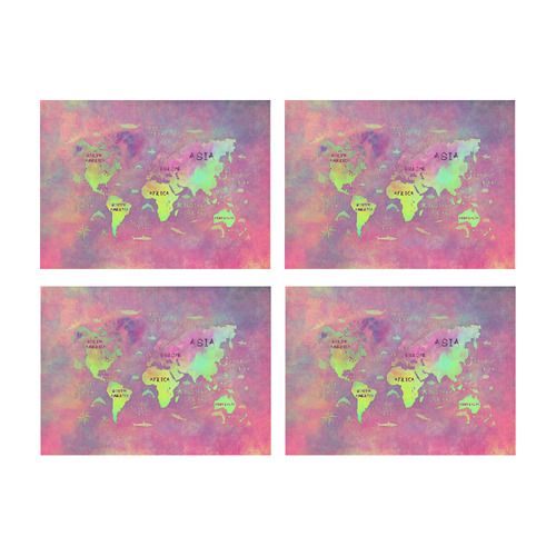 world map Placemat 14’’ x 19’’ (Set of 4)