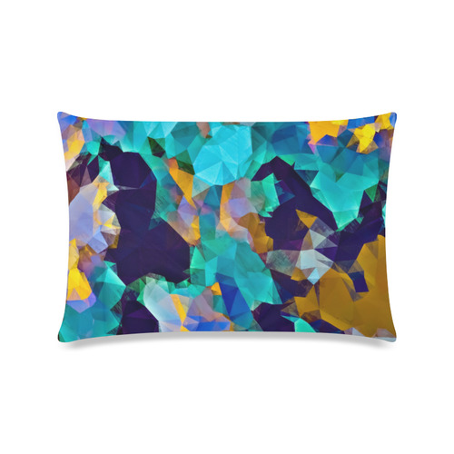 psychedelic geometric polygon abstract pattern in green blue brown yellow Custom Zippered Pillow Case 16"x24"(Twin Sides)