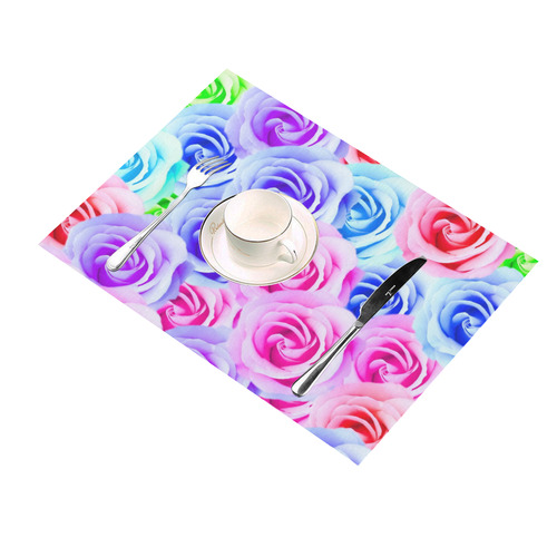 closeup colorful rose texture background in pink purple blue green Placemat 14’’ x 19’’ (Set of 2)