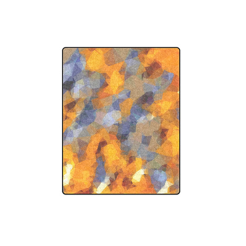 psychedelic geometric polygon abstract pattern in orange brown blue Blanket 40"x50"