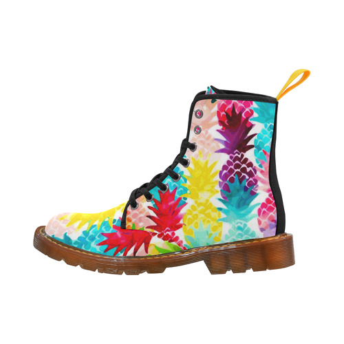 Colorful Tropical Pineapple Pattern Martin Boots For Women Model 1203H