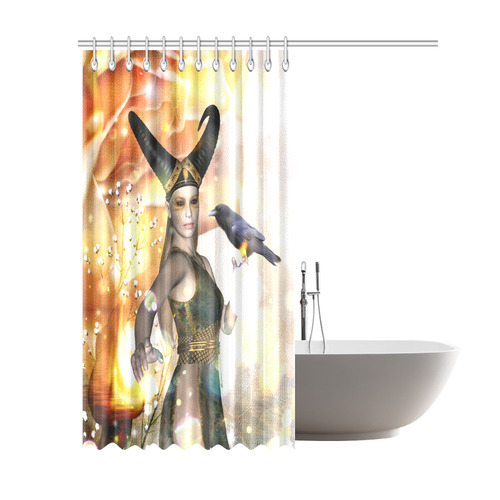 Awesome fantasy girl with crow Shower Curtain 69"x84"