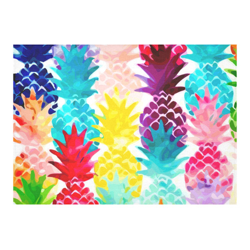 Colorful Tropical Pineapple Pattern Cotton Linen Tablecloth 60"x 84"
