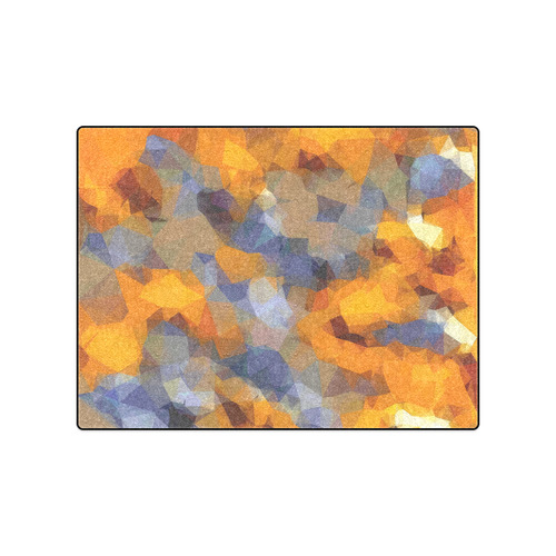 psychedelic geometric polygon abstract pattern in orange brown blue Blanket 50"x60"